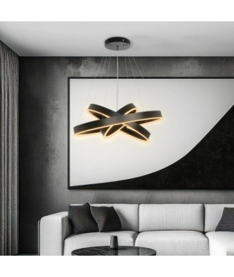 kelvo® VENOM 61188-DECO Μοντέρνο Κρεμαστό Φωτιστικό Οροφής LED 120W 14158lm 120° AC 220-240V IP20 Ρυθμιζόμενο Λευκό CCT με Χειριστήριο από 2700K έως 6000K Dimmable - Lumileds SMD Chip - Μαύρο Ματ - Μ80 x Π80 x Υ60cm - 3 Χρόνια Εγγύηση